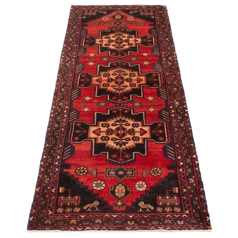 ECARPETGALLERY Hand-knotted Andelz Red Wool Rug - 3'5 x 9'9