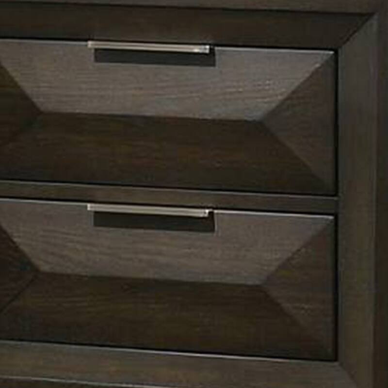 Fema Nightstand, 2 Bevel Drawers, Nickel Handles, Espresso Brown Wood