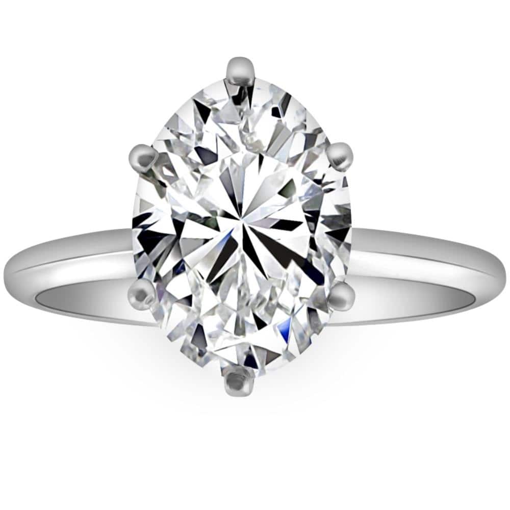 Bliss Diamond VS 3CT Platinum Oval Diamond 6-Prong Solitaire Engagement Ring Lab Grown