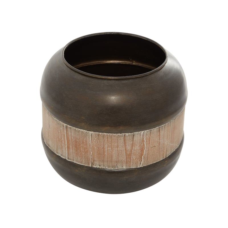 Brown Metal Living Room Decorative Jars with Wood Lids
