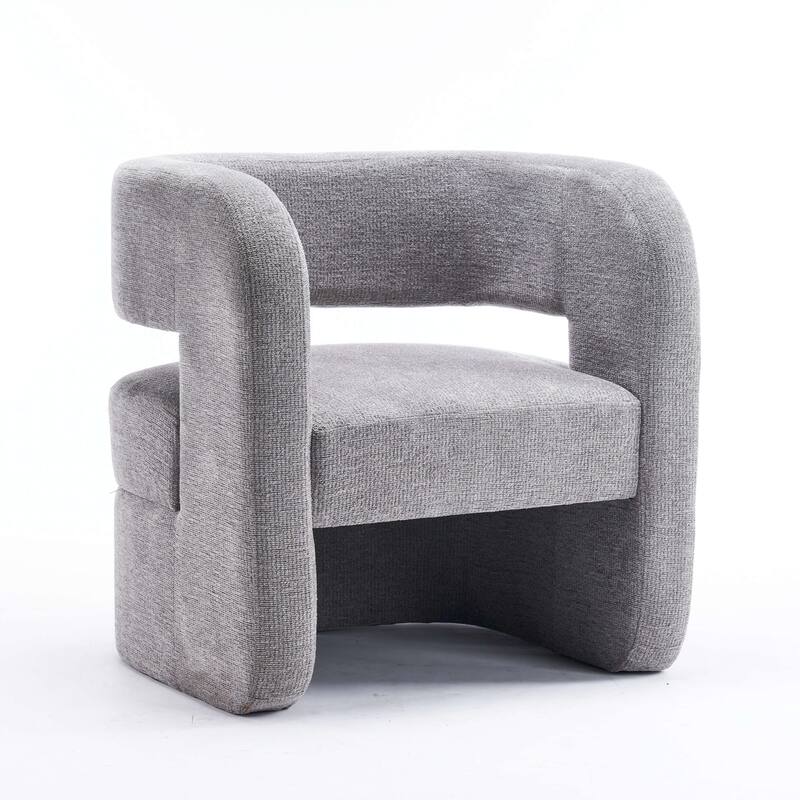 Set of 1 Square Barrel Shaped Boucle Upholstered Accent Armchair