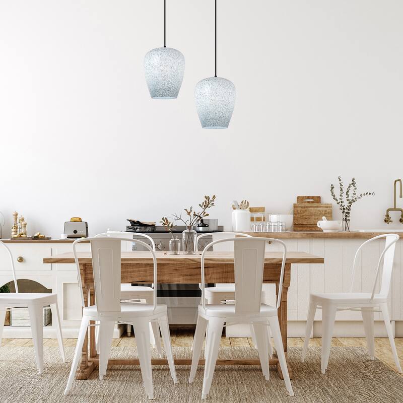 Carter River of Goods Black Metal and Glass 7.8-Inch Pendant Light with Adjustable Hanging Cord - 7.8" x 7.8" x 59.5"