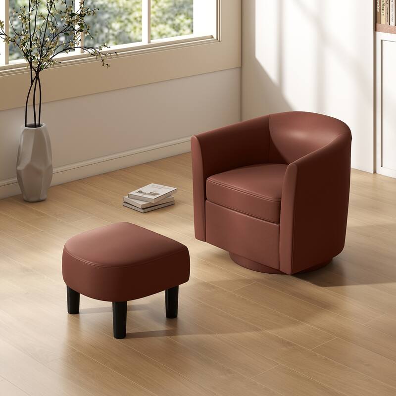Modern Swivel Accent Chair with Ottoman for Living Room or Bedroom