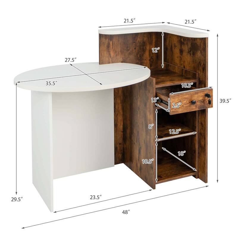 Costway Front Reception Counter Desk Checkout Office Desk with Open