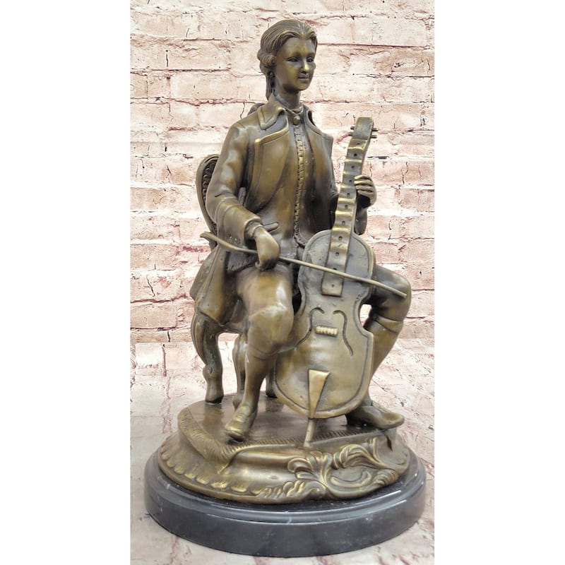 Bronze Cellist Sculpture – Classical Musician With Cello Statue