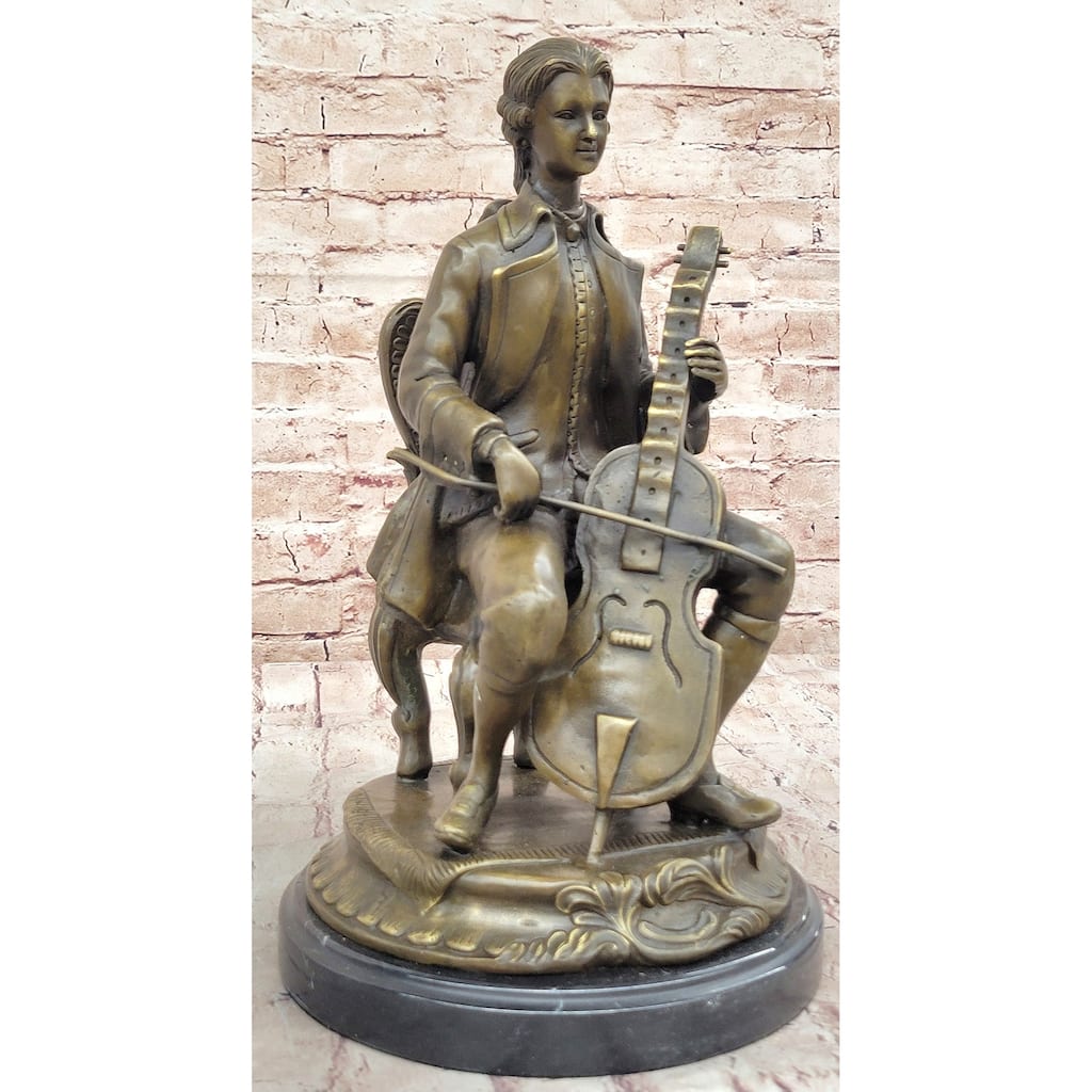 Bronze Cellist Sculpture – Classical Musician With Cello Statue