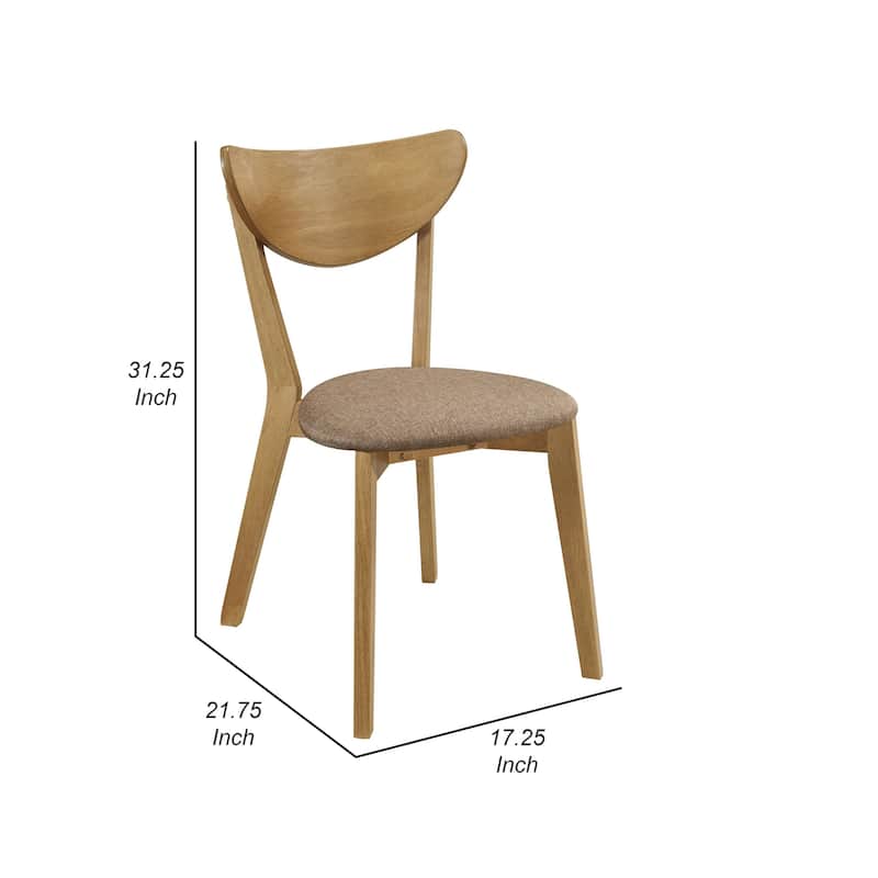 Evans Dining Chair Set of 2, Brown Fabric, Walnut Brown Hardwood, 17 Inch