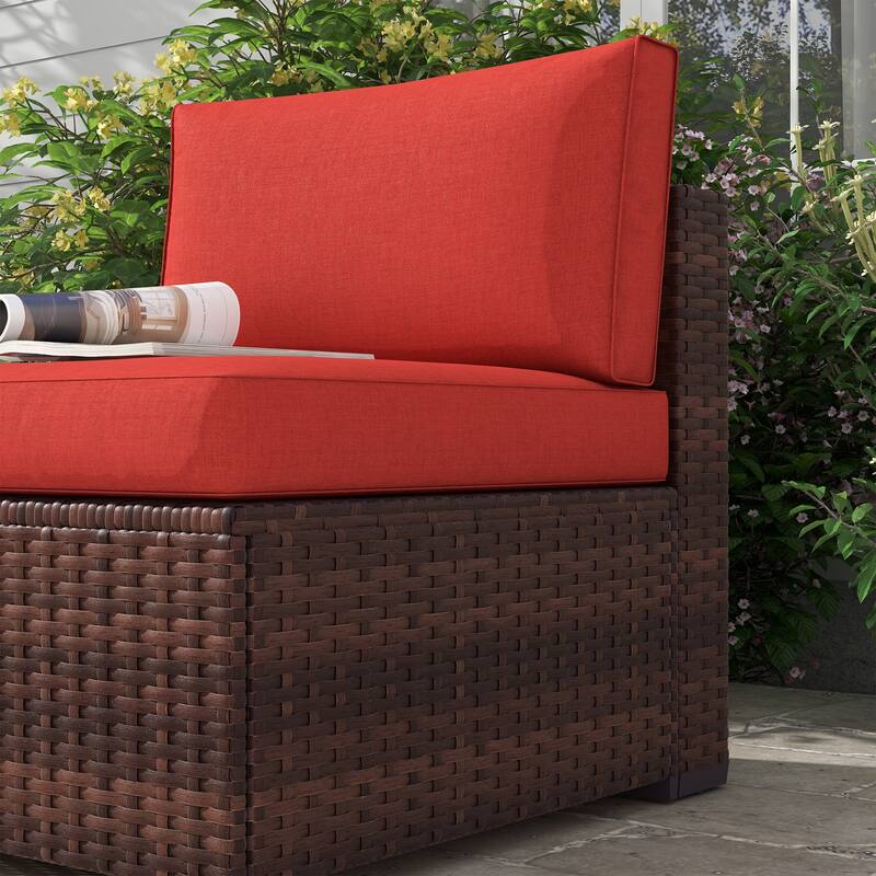 Outdoor 3-Piece Wicker Sofa Set with Ottoman