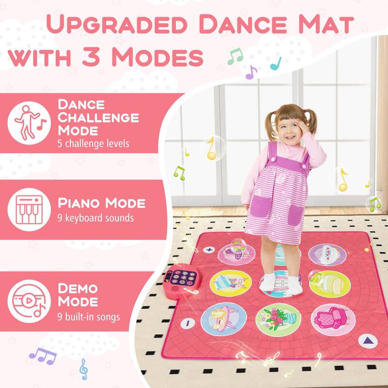 Costway Kids Dance Mat Electronic Dancing Pad with 3 Game Modes Music - See Details