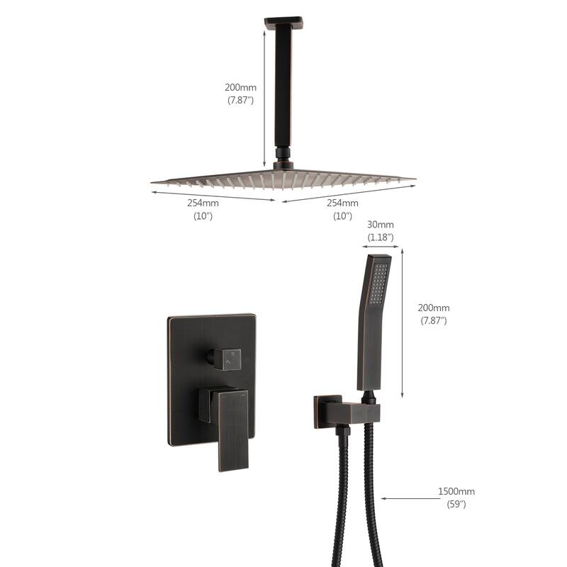 YASINU 2 Function Ceiling Mounted Square Rainfall Shower Head Bathroom Shower System Sets