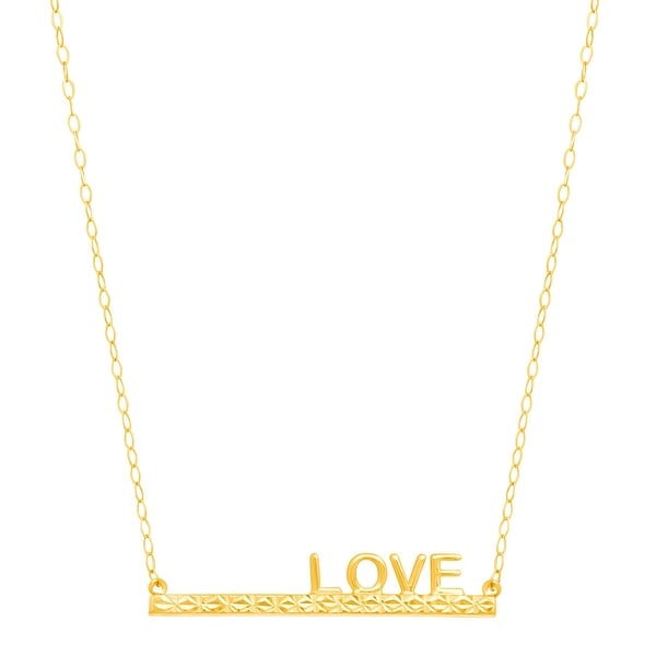 Just Gold 'Love' Horizontal Bar Necklace in 14K Gold - Yellow