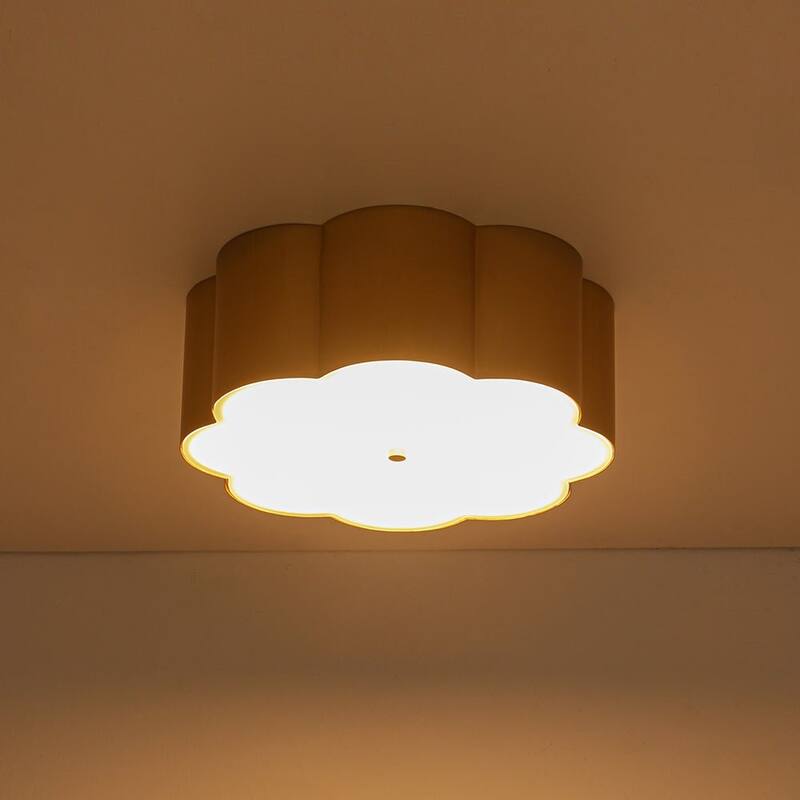 Metallic Luxury Scalloped Flower Drum Dimmable LED Flush Mount - 15.0 in