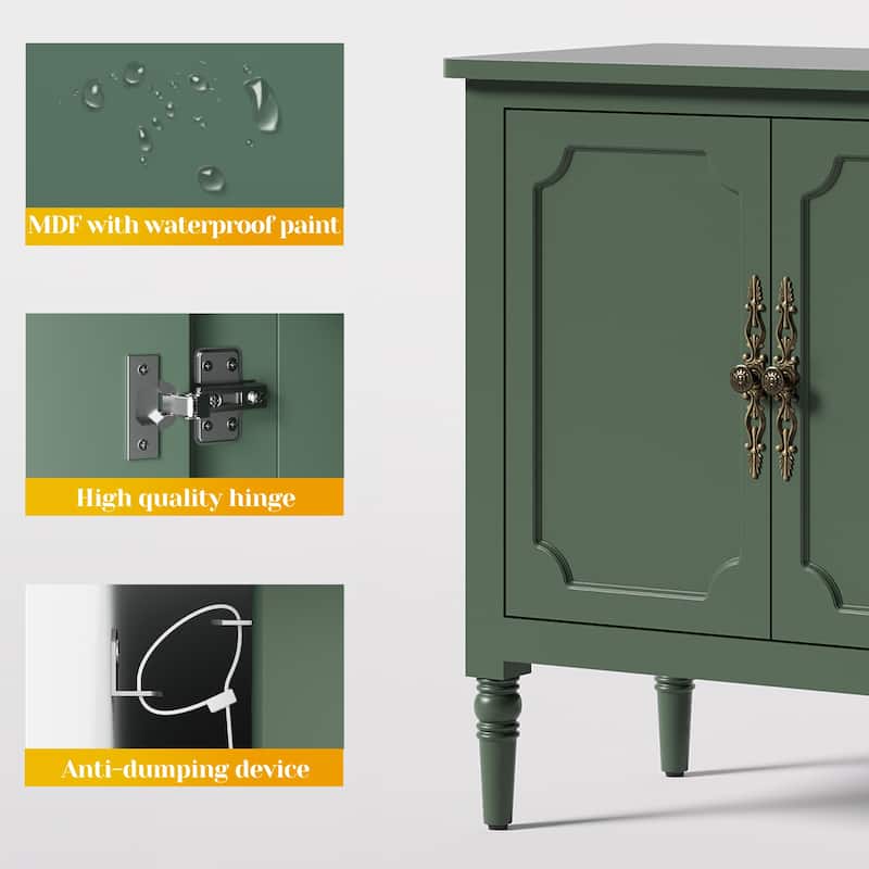 59" Accent Cabinet with 4 Doors – MDF Storage Cabinet, Adjustable Shelves, 200 lbs Top Capacity