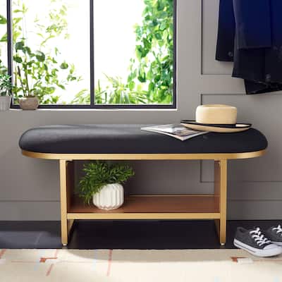 SAFAVIEH Home Collection Iona Open Shelf Bench W/Cushion - 42" W x 15" D x 18" H
