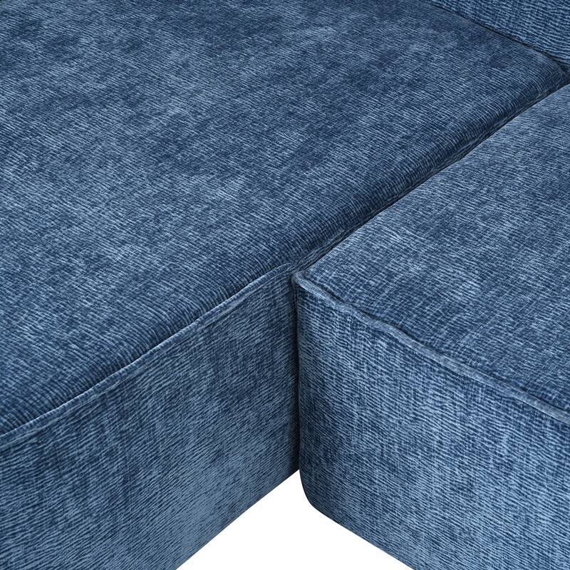 Modern Sectional Sofa, Chenille Modular L-Shape Sofa Couch with 2 Plush Throw Pillows, Curved Sponge Sleeper Couch