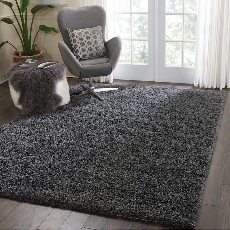 Nourison Malibu Shag Modern Plush Solid Area Rug
