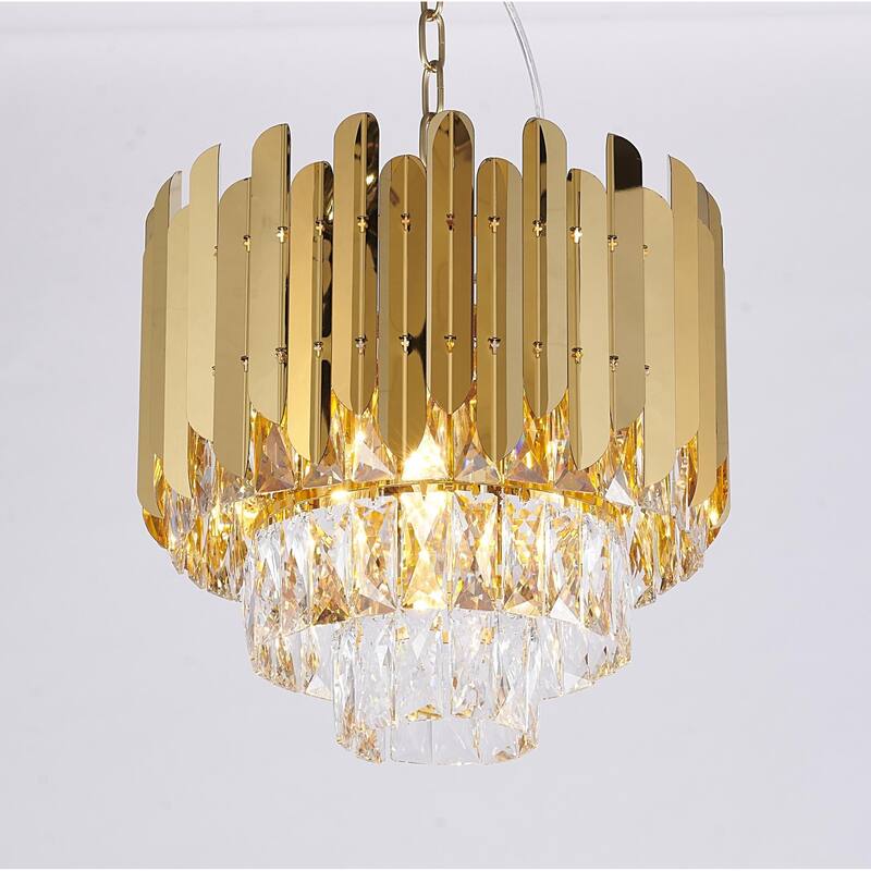 Transitional 8-Light Gold Crystal Chandelier