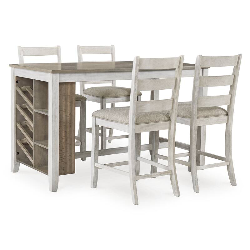 Signature Design by Ashley Skempton White / Light Brown 3-Piece Counter Height Dining Package