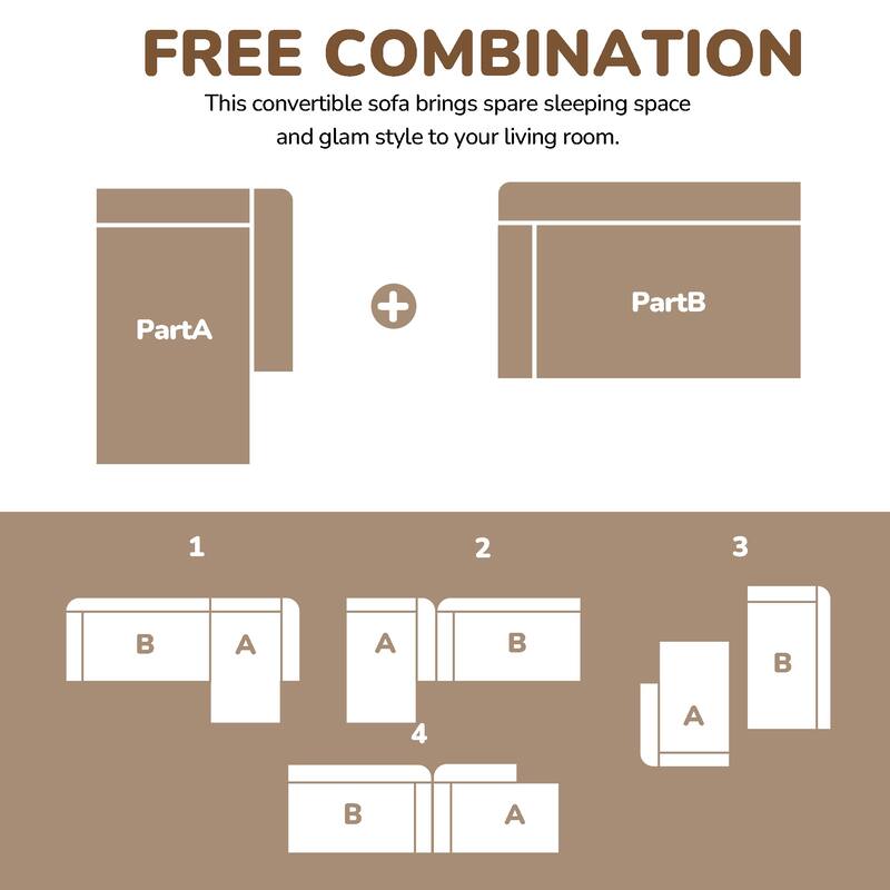 Anmytek 105 Inch Comfortable L-Shaped Modular Sofa - Plush Upholstery All-Foam No Springs Vacuum-Packed