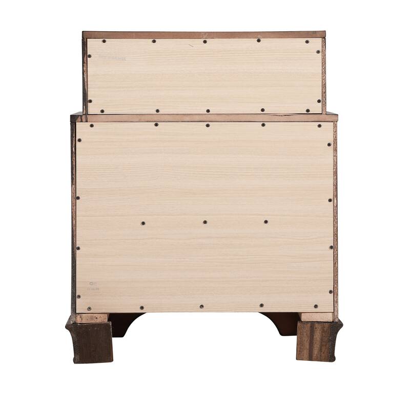 Traditional Three-Drawer 2-Tier Nightstand with Metal Pull