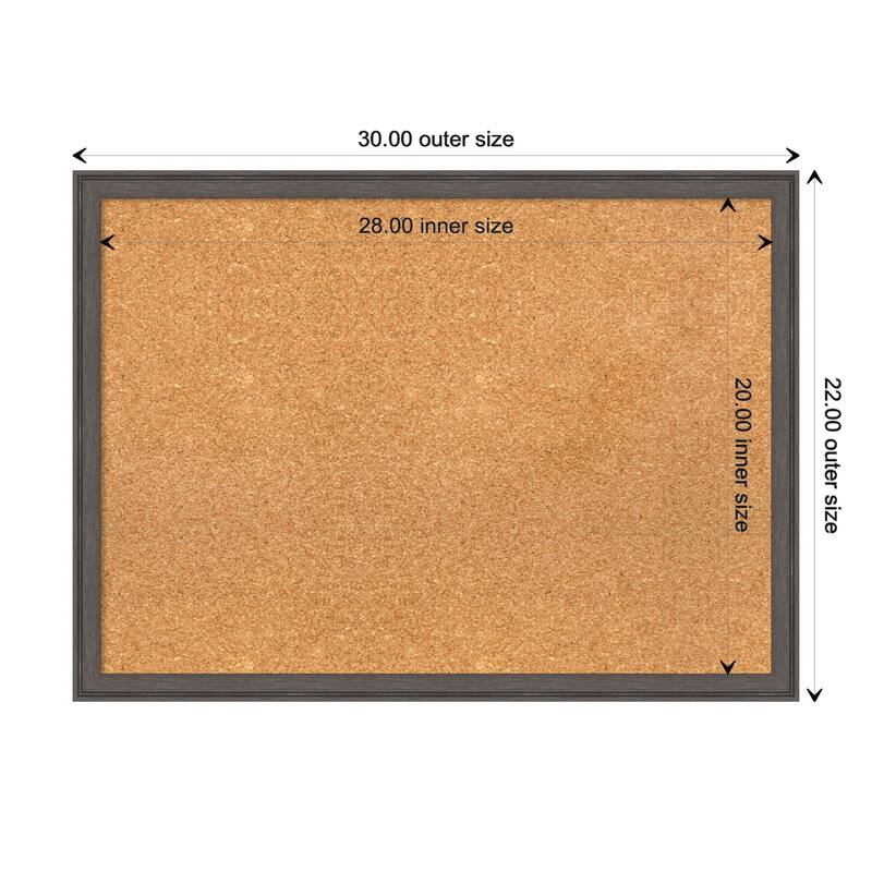 Florence Framed Natural Corkboard Bulletin Board - Florence Pewter - Board Size 28x20