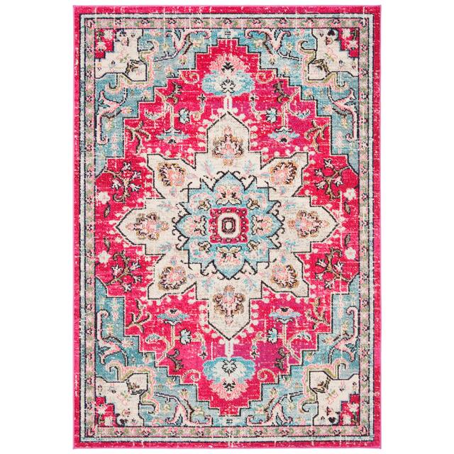 SAFAVIEH Madison Diederike Boho Medallion Distressed Rug - 2'2" x 4' - Fuchsia/Blue