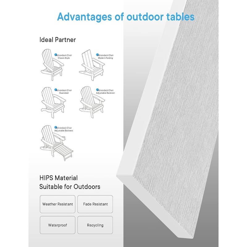 WINSOON Outside Adirondack Square Side Table, Weather Resistant Patio Tables Set Of 2