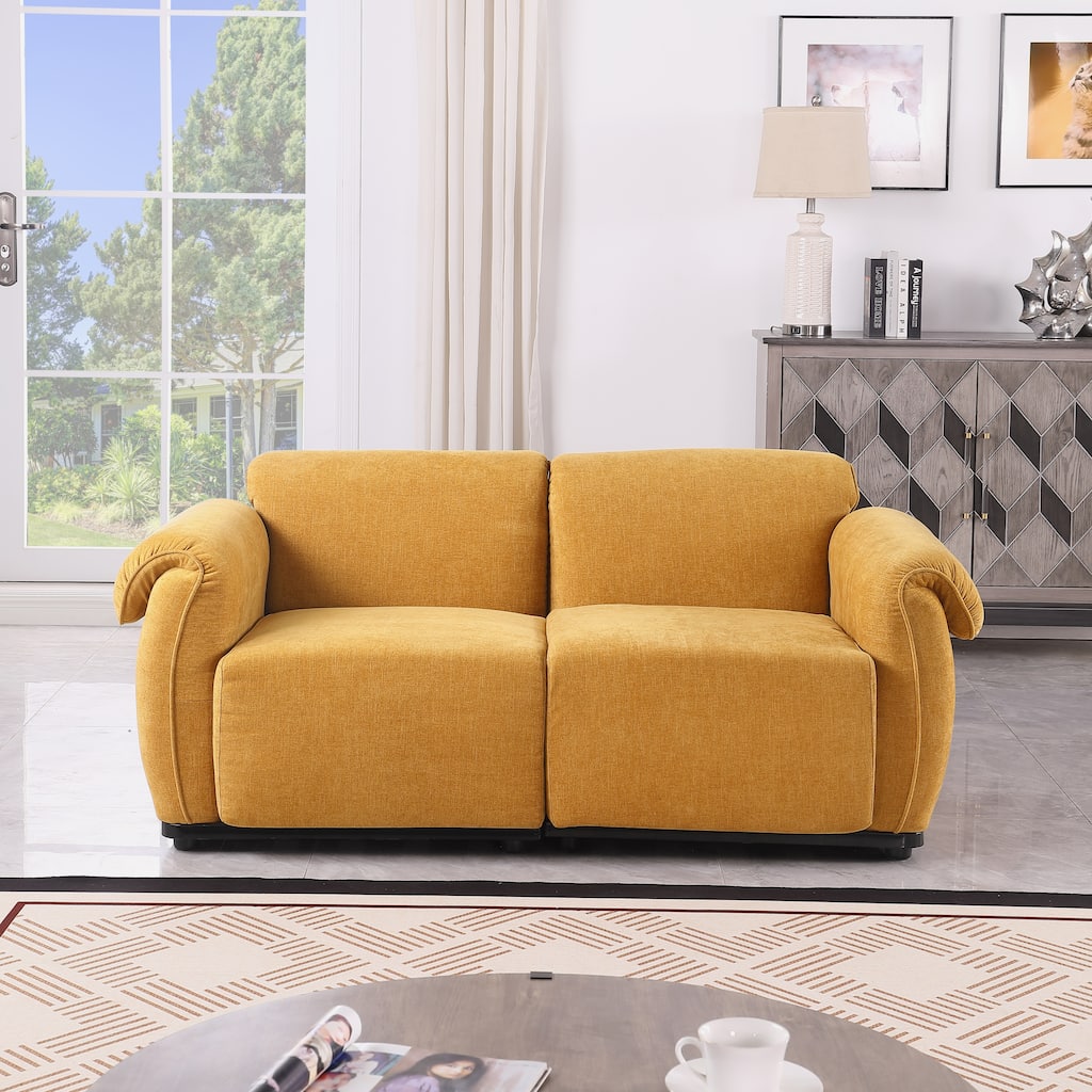 68.5" Chenille Modular Sofa - Fashionable Small Sectional with Iron Frame for Living Room, Bedroom