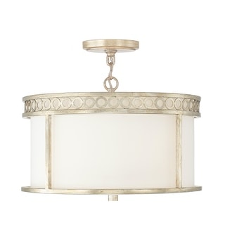 Isabella 4-light Winter Gold Dual Mount Semi-Flush/ Pendant w/ White Fabric Shade