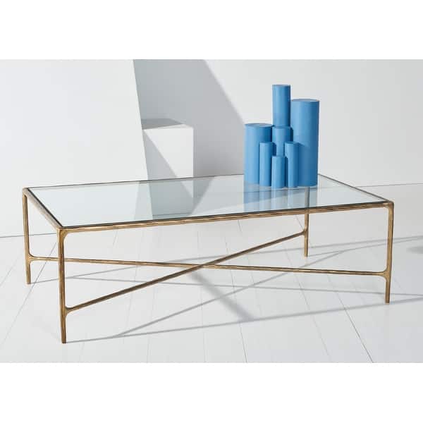 slide 2 of 24, SAFAVIEH Couture Jessa Rectangle Metal Coffee Table Brass. - 48" W x 28" L x 15" H