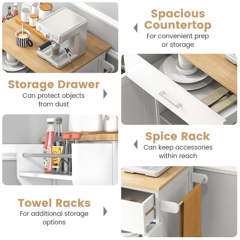 Gymax Rolling Kitchen Island Utility Kitchen Cart Storage Cabinet - See Details
