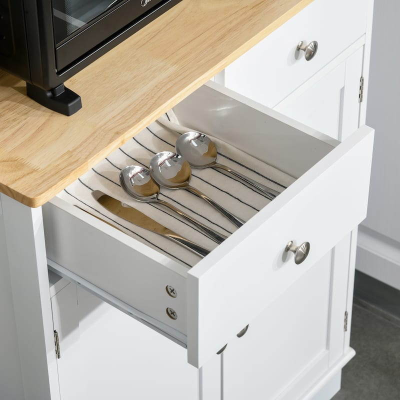 Freestanding 67" Kitchen Buffet with Hutch, Pantry Cabinet with Microwave Stand, Adjustable Shelf, 2 Drawers, Cupboard, White - White