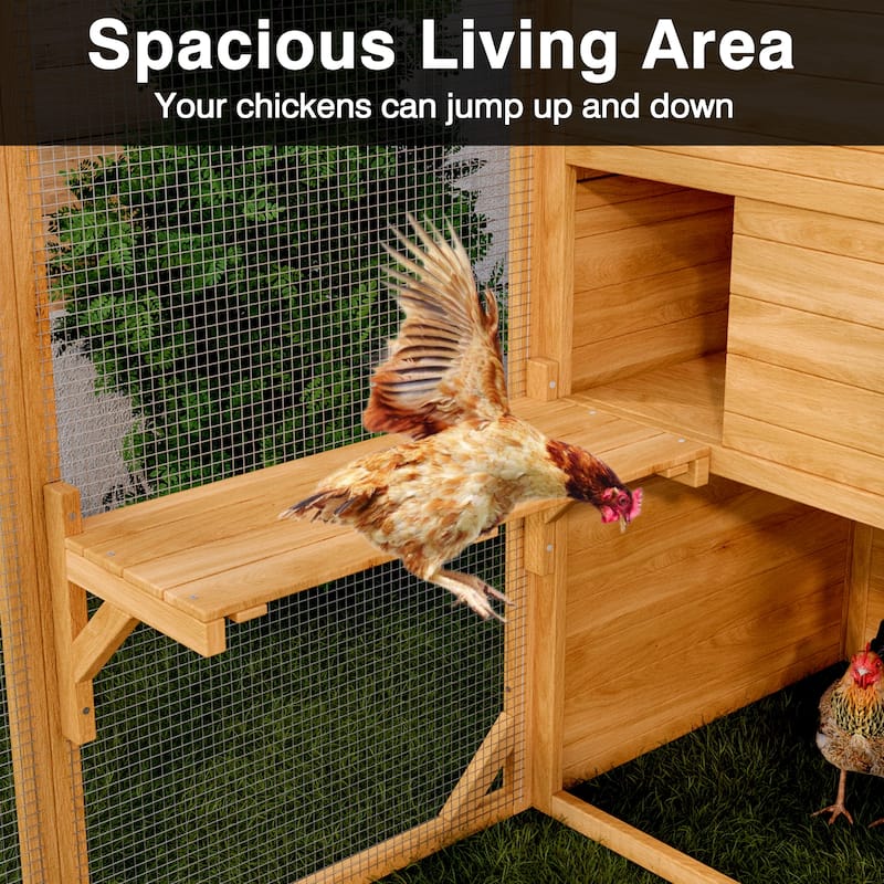 Multi-Functional Wood Chicken Coop Hen House or Cat Cage with Wire Mesh Run