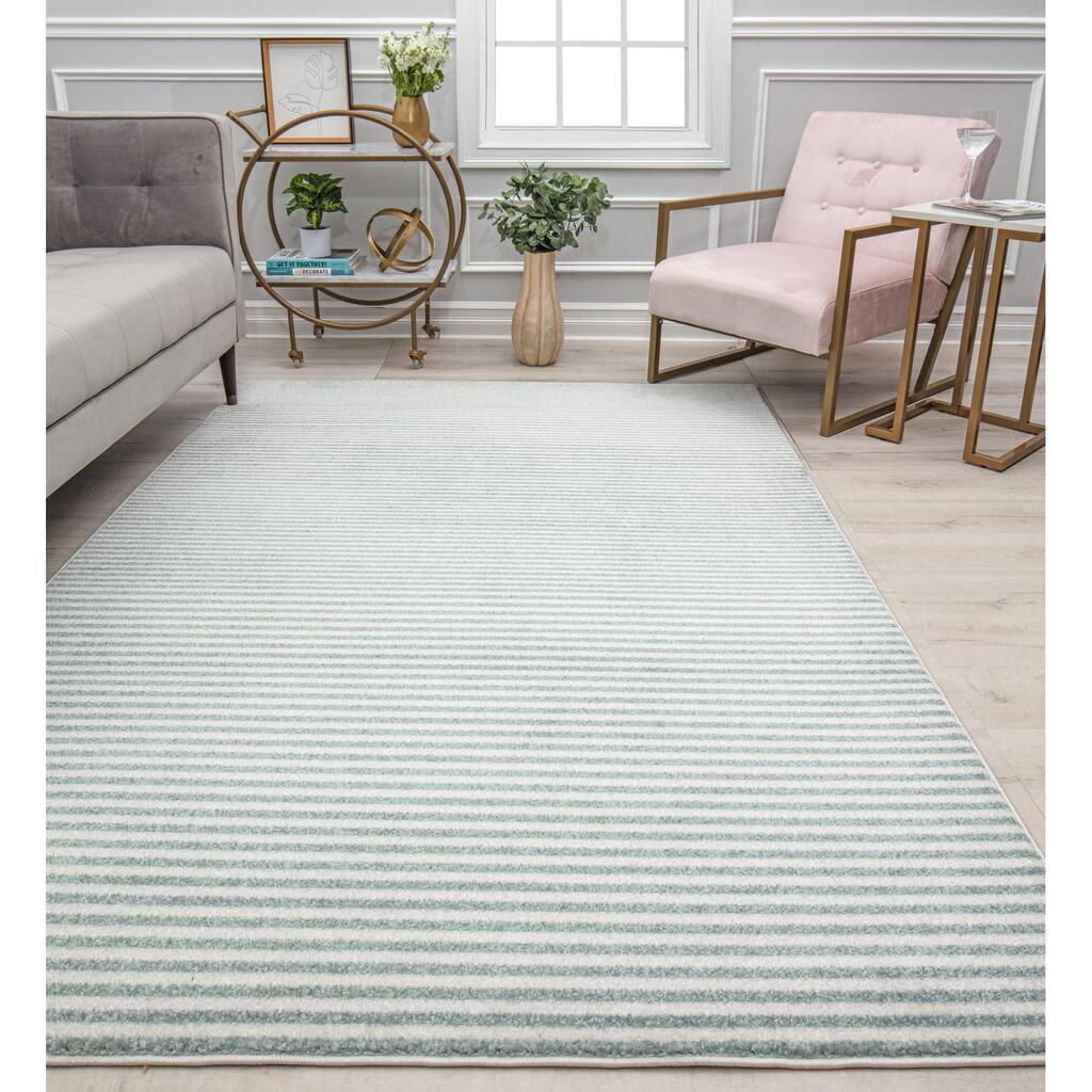 Jaxon Geometric Patterned Light Blue Area Rug by Issaac Mizrahi
