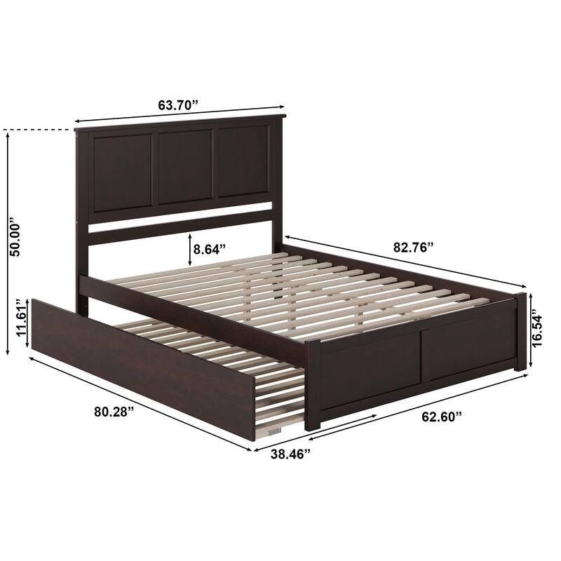 AFI Madison Platform Bed with Footboard & Twin XL Trundle