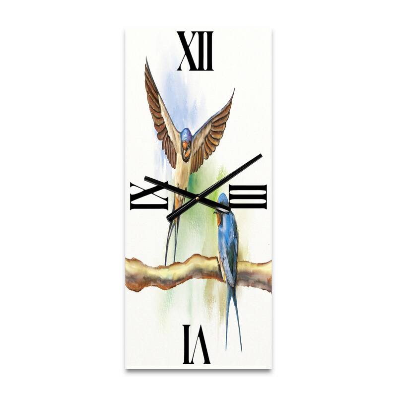 Designart 'Two Barn Swallows Birds' Farmhouse Large Wall Clock