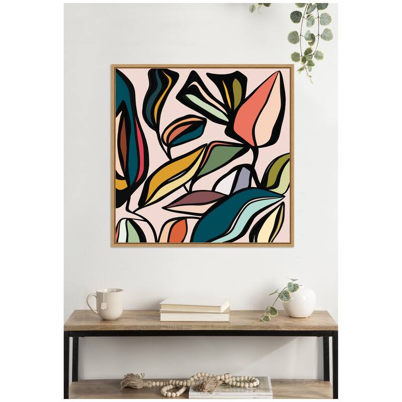 Kate and Laurel Fanciful Ficus SQ Expansion by Alicia Bock Framed Canvas Wall Art Print