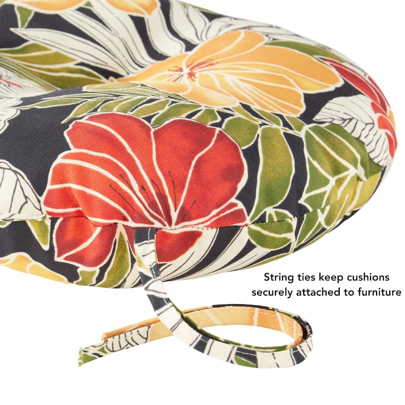 Aloha Floral 15-inch Round Outdoor Bistro Chair Cushion (Set of 4)