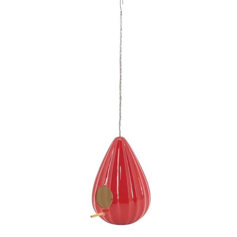 Ceramic 10-Inch Teardrop Ruffled Birdhouse