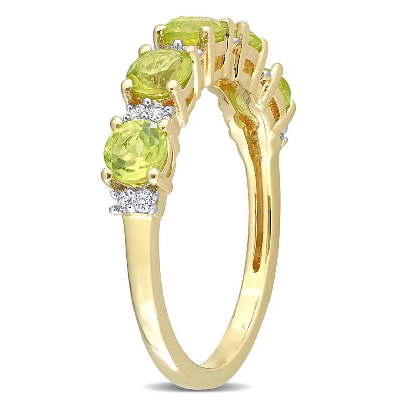 Miadora 1 3/5ct TGW Peridot and White Sapphire Semi Eternity Ring in Yellow Silver