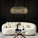 preview thumbnail 4 of 4, 16-Lights Stainless Steel Firework Crystal Chandelier In Antique Bronze For Living Room And Dining Room - W47.2" x H 27.5"