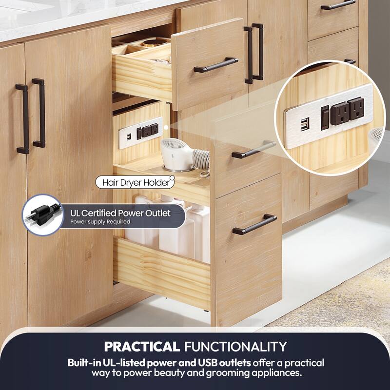 San Double Bath Vanity with Composite Stone Top and Mirror