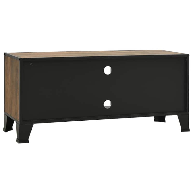 Andy TV Stand Media Cabinet, 2 Doors, 1 Shelf, 41 Inch Brown and Black