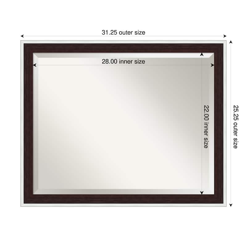 Maya Beveled Framed Wall Mirror - 31 x 25 in - Maya Espresso Silver