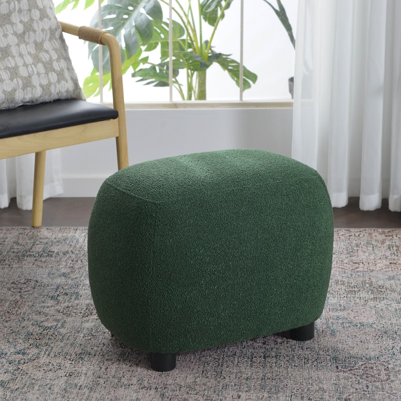 KINWELL 23" W Boucle Upholstered Footstool Ottoman Sofa Chair Footrest - Green