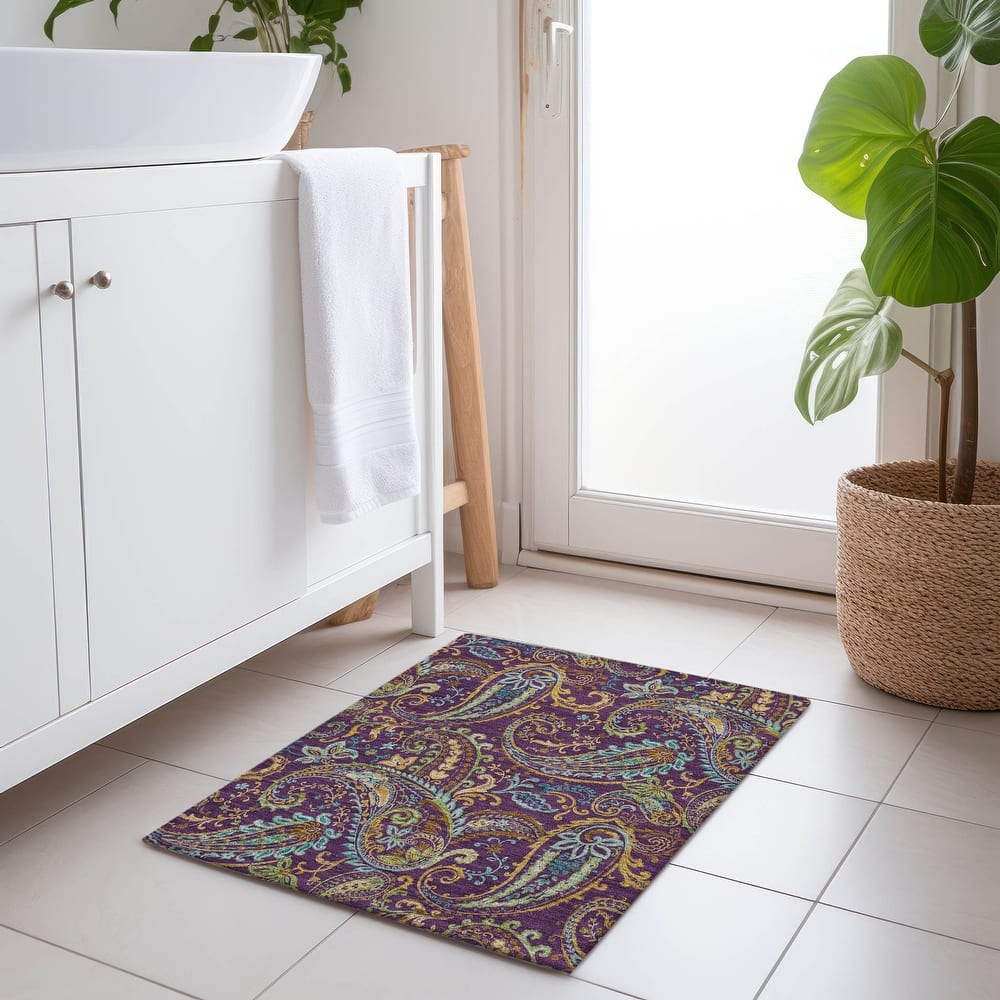 Machine Washable Indoor/ Outdoor Paisley Chantille Rug