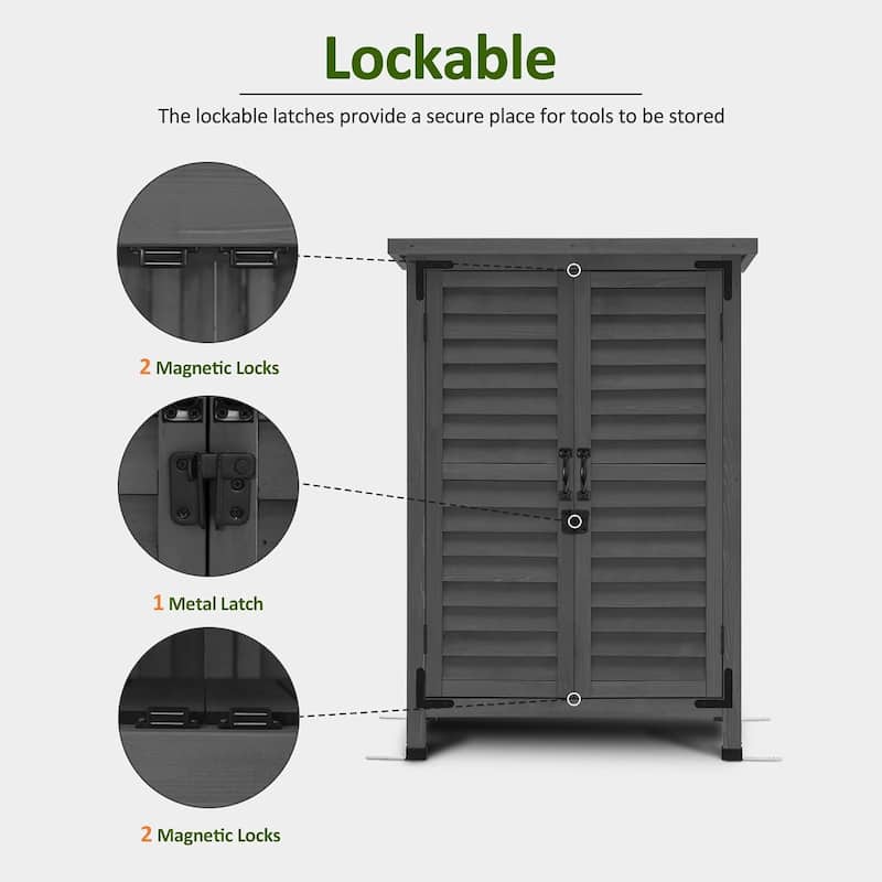 MCombo Small Outdoor Storage Cabinet Shed with Double Doors (24.6" x 18.3" x 38.2"), Wooden 0985