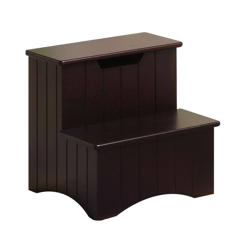 Wood Step Stool with Storage, Dark Cherry
