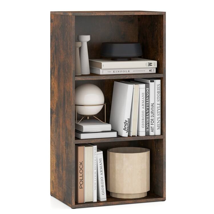 3 Open Shelf Bookcase Modern Storage Display Cabinet - 17" x 11.5" x 31.5" (L x W x H)