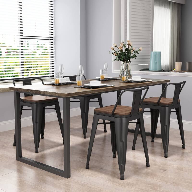 18 inch Stools Set of 4, Short Stools for Classroom Metal Chairs, Stackable Kitchen Dining Stools - 18inch